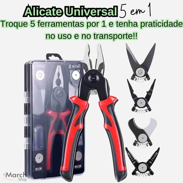 Imagem de Alicate 5 em 1 multifuncional universal kit 5 pontas troca pontas com estojo de transporte