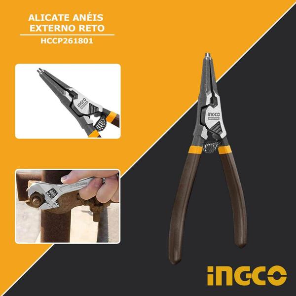 Alicate Aneis Externo Reto 07'' INGCO Imagem de Alicate Aneis Externo Reto 07'' INGCO