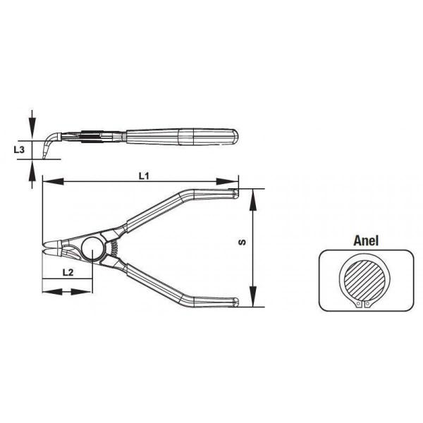 Imagem de Alicate Anéis Externos Curvo 9" - 40 A 100mm - 219056BBR - BELZER