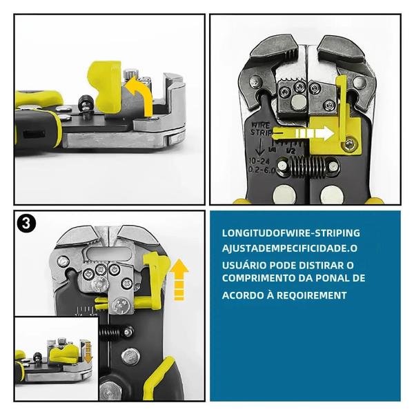 Imagem de Alicate Automático para Stripar, Cortar e Crimpar Fios - Ferramenta Profissional para Eletricistas