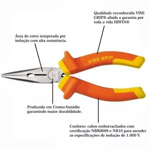 Imagem de Alicate Bico Fino Eletricista Profissional 6 Pol Uso Geral