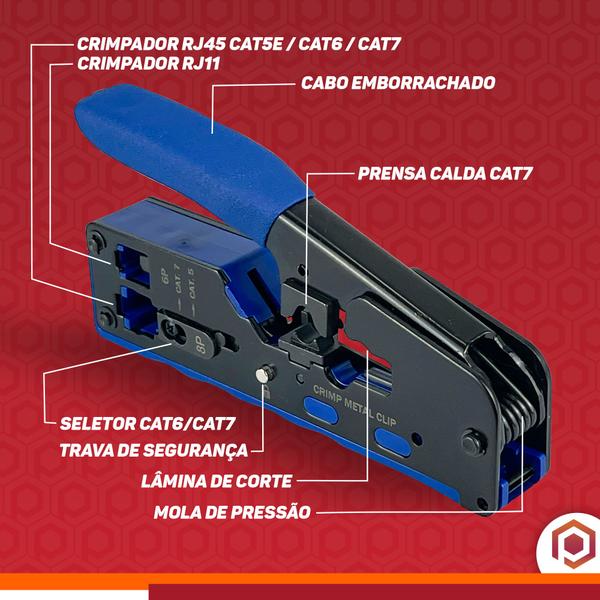 Imagem de Alicate Conector Passagem Rj45/rj11/rj12/cat5/cat6/cat7 Pci