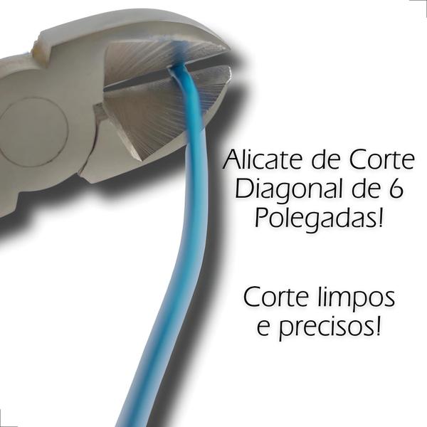 Imagem de Alicate Corte Diagonal Profissional 6 Polegadas Isolado Para Eletricista Luatek/LWJ-122