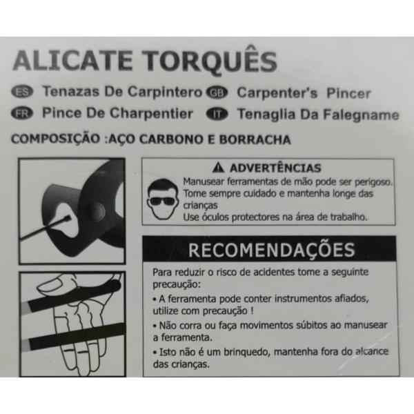 Imagem de Alicate Corte Frontal 8 Torques Aço Carbono Niquelado