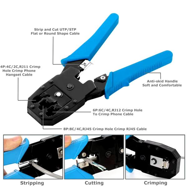 Imagem de Alicate Crimpador Conector Nodular 3em1 Rj11 Rj12 Rj45