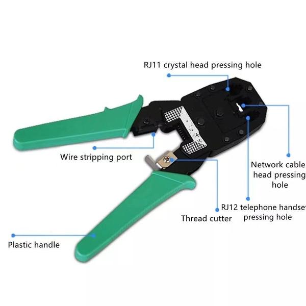 Imagem de Alicate Crimpador de Conectores RJ45/RJ11 com Função de Corte e Desencapagem Ajustável