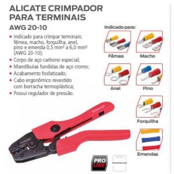 Imagem de Alicate Crimpador Profissional Terminais 0,5MM 6MM² Worker  