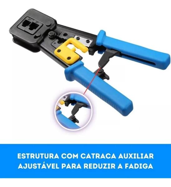 Imagem de Alicate Crimpar Rj45 Rj11 Rj12 Cabo De Rede Conector Vazado