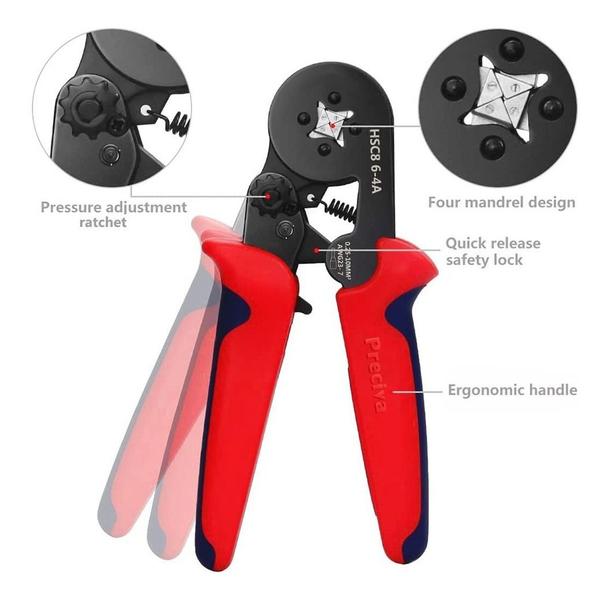 Imagem de Alicate Cripador Prensa Terminal Tubular Ilhos Com Kit 1200 Ferrules Terminais De Fio 0.25-10 mm²