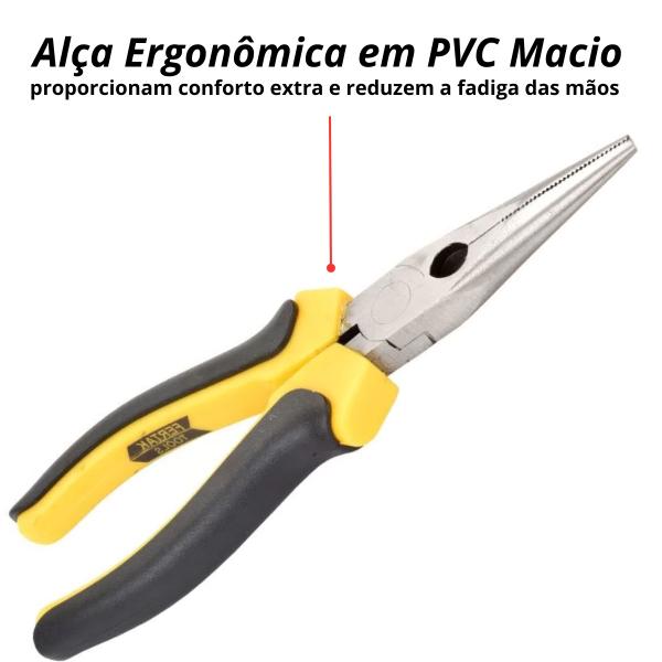 Imagem de Alicate de Bico 6" Meia Cana Profissional Cabo Emborrachado + Luva Pigmentada  Fertak