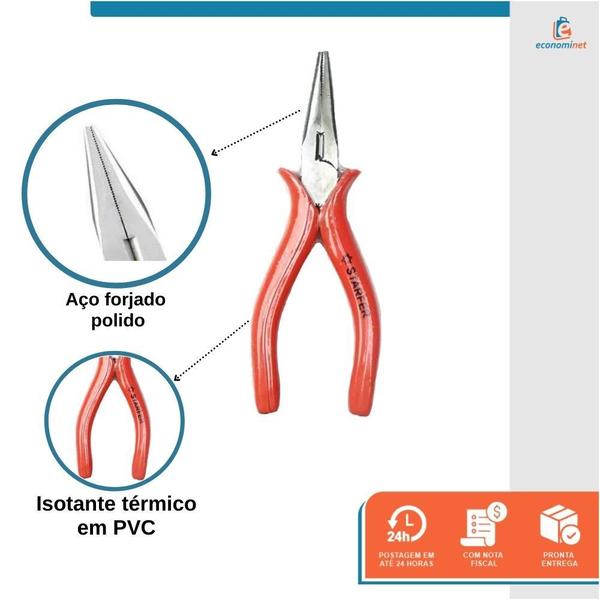 Imagem de Alicate de Bico Meia Cana Isolado Reto 6 Polegadas Starfer