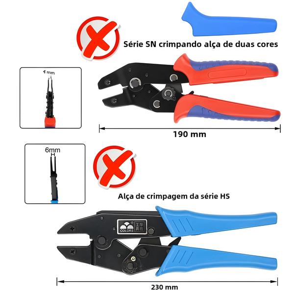 Imagem de Alicate De Crimpagem De Mandíbula De 6 Mm Para Terminais Tubulares Isolados Em Forma De Conjunto De