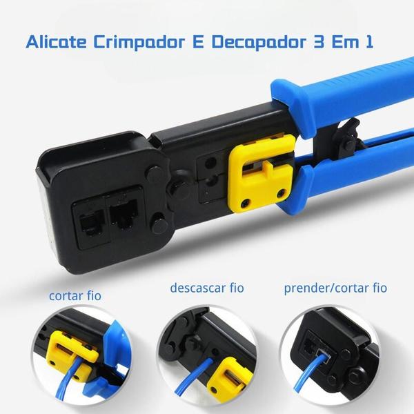 Imagem de Alicate De Crimpar Cabo De Rede Rj45 Rj11 Rj12 Catraca