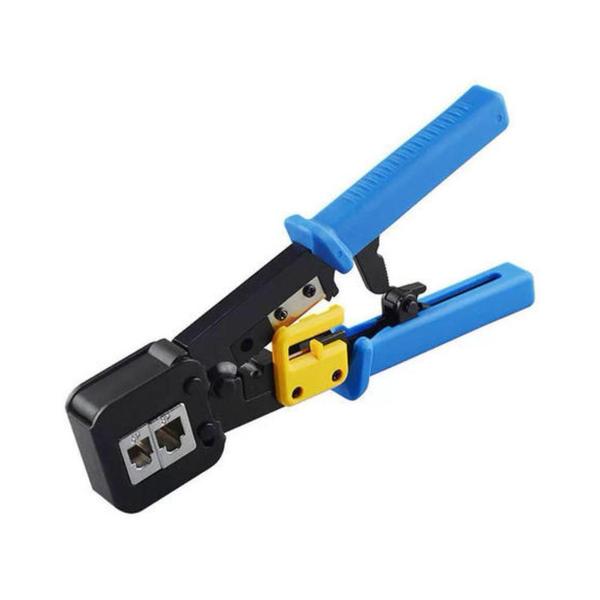 Imagem de Alicate De Crimpar Conector RJ 45/12/11 EZ De Passagem + 100 Conectores Cat5e