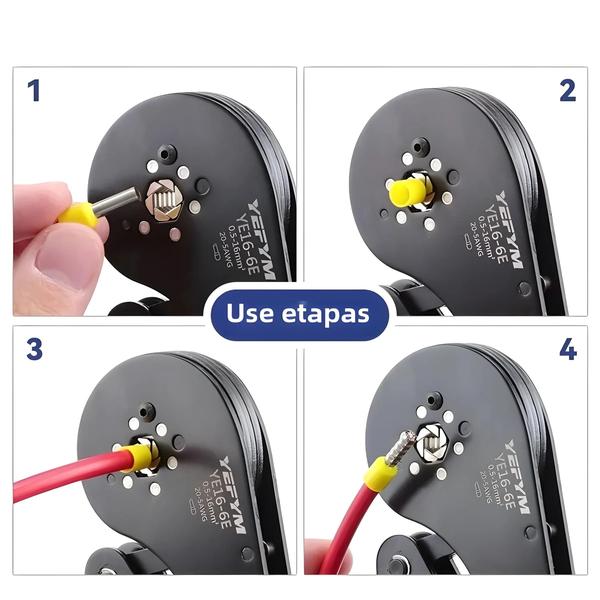 Imagem de Alicate de Crimpar Fio Hexagonal Autoajustável YE 16-6E - AWG 20-5