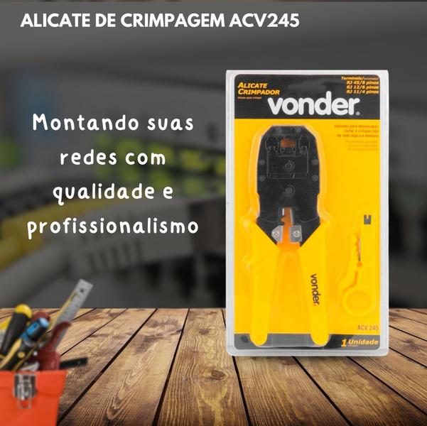 Imagem de Alicate de Crimpar RJ45 Profissional Vonder  + Desencapador Avulso - ACV245