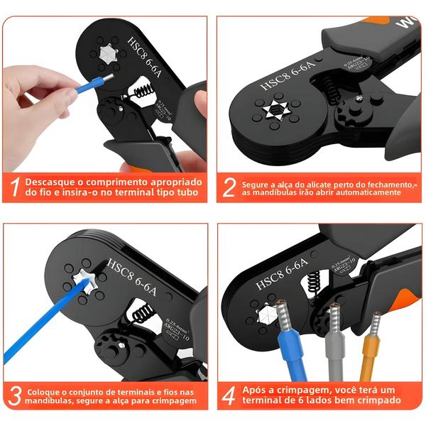 Imagem de Alicate De Friso De Virola Para Eletricista, Ferramentas De Friso De Terminal De Tubo Hsc8 Conjunto