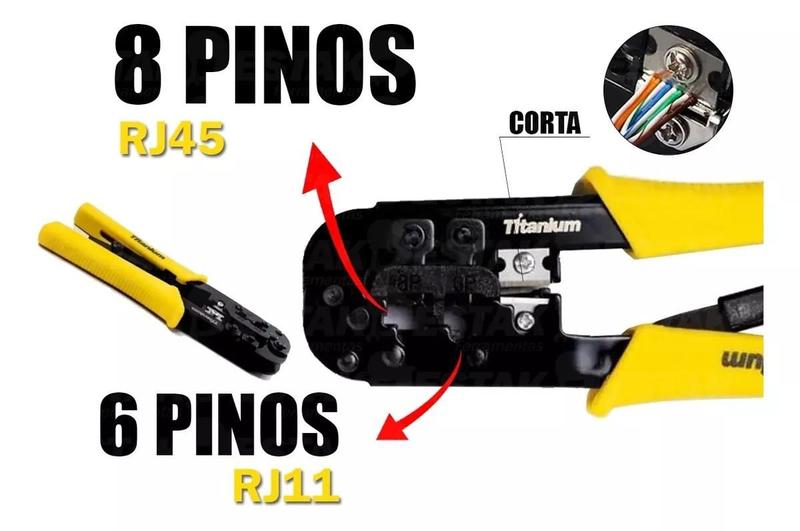 Imagem de Alicate De Prensar Conector De Fios Crimpagem Cabo Rede Rj11 Rj45