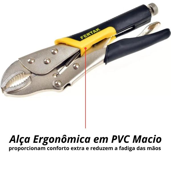 Imagem de Alicate de Pressão 10" Boca Mordente Curvo Cabo Emborrachado  Fertak