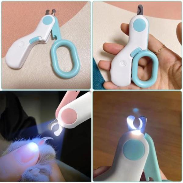 Imagem de Alicate De Unha Pet Gato Cachorro Tesoura Profissional Com Luz Led Aparadora de Unhas para Pet