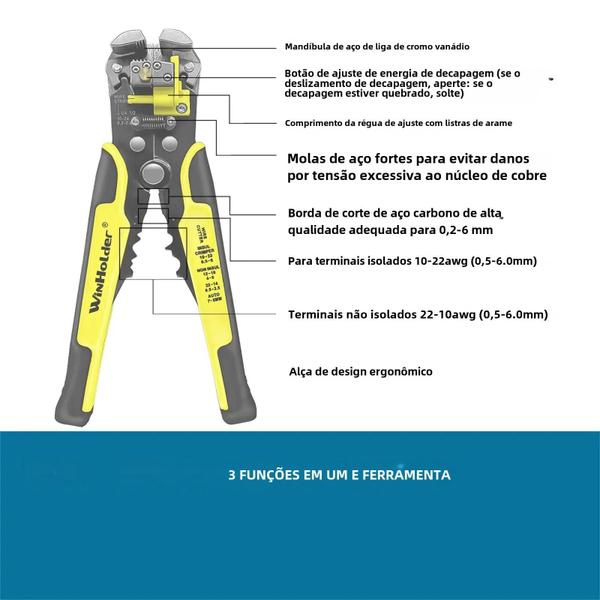 Imagem de Alicate Descascador e Cortador de Fio Profissional - Ferramenta Automática para Eletricistas