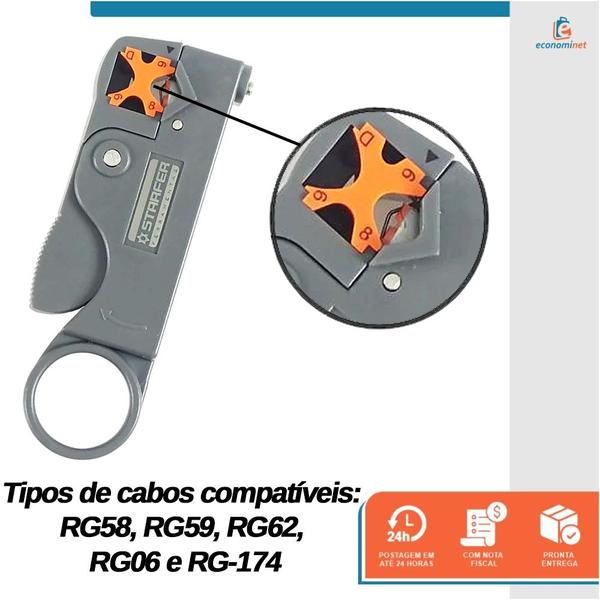 Imagem de Alicate Descascador para Cabo Coaxial RG58, RG59, RG62, RG06 e RG-174 - Starfer