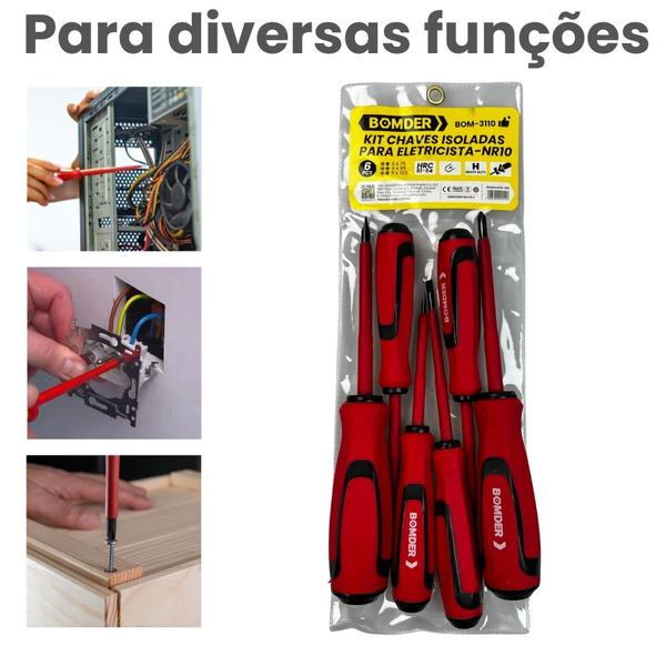 Imagem de  Alicate Desencapador Decapador + Kit Chave Isolada 6 Pçs Para Eletricista 