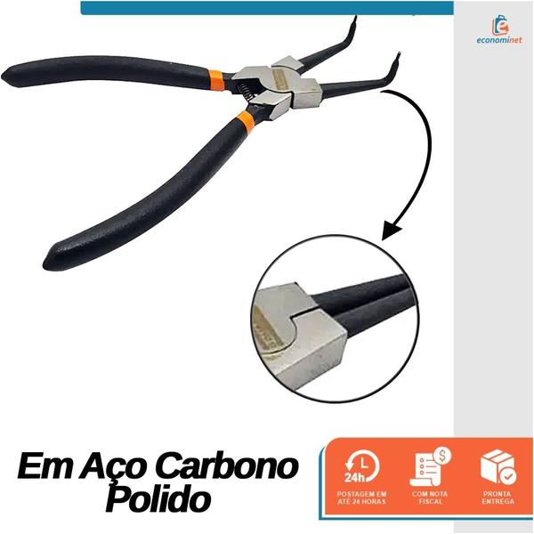 Imagem de Alicate Extrator De Anel Retenção Externo Modelo Curvo 7 Polegadas