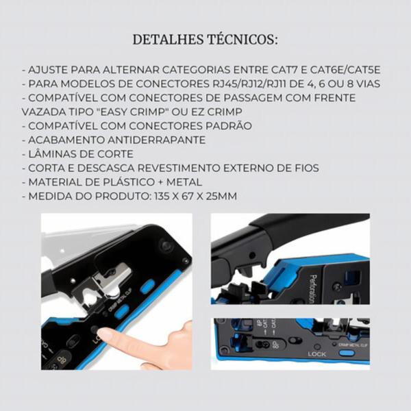 Imagem de Alicate EZ Crimpar  Compacto com Lâmina de Corte Integrada para Conectores de Rede para Conectores RJ45, RJ12 e RJ11 Praticidade e Segurança