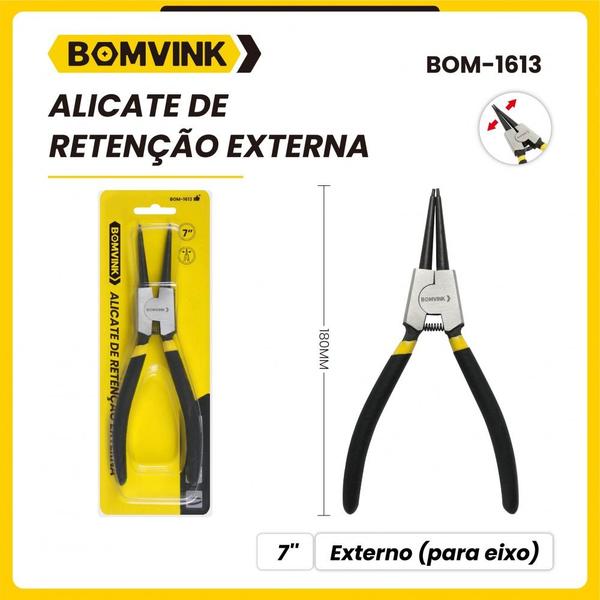 Imagem de Alicate para anéis externo bico reto 7" - BOM-1613 - Bomvink