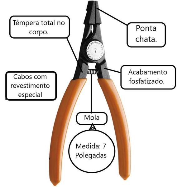 Imagem de Alicate para aneis ponta chata 7 pol para trava cambio 44010/170 tramontina