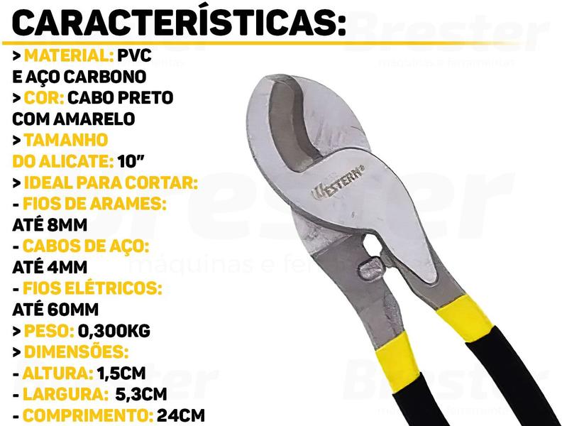 Imagem de Alicate Para Cortar Arame E Cabo De Aço 8'' Pol Western ACA-08