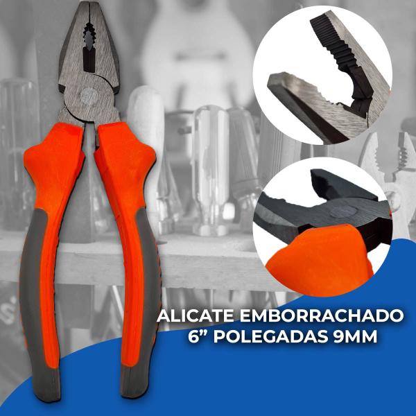 Imagem de Alicate universal 6"polegadas 9mm cabo emborrachado laranja/cinza gb59064 mb tools