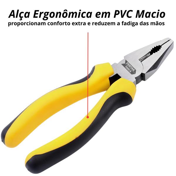 Imagem de Alicate Universal 8" Reforçado Profissional Cabo Emborrachado + Luva Pigmentada  Fertak