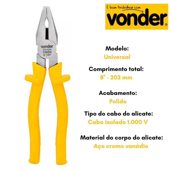 Imagem de Alicate Universal 8'' Vonder Isolado 1000 Volts