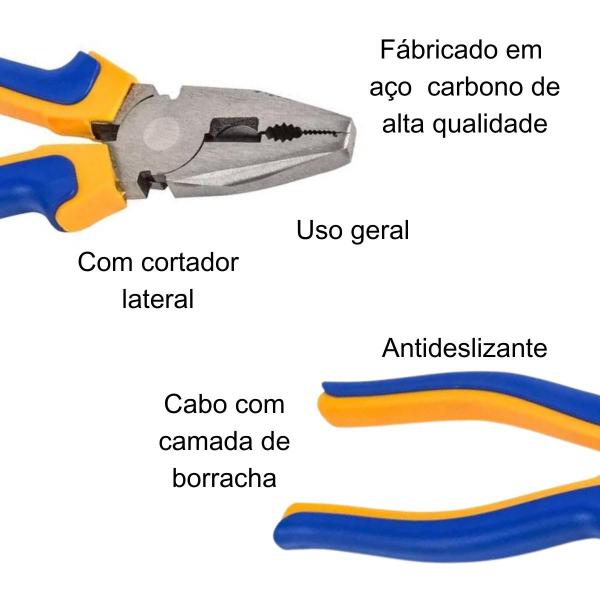 Imagem de Alicate Universal Multifuncional Milla 8 Polegadas em Aço Carbono e Cabo Emborrachado