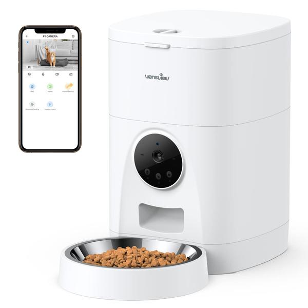 Imagem de Alimentador automático para animais de estimação Wansview 4L com câmera 2K para gatos/cães