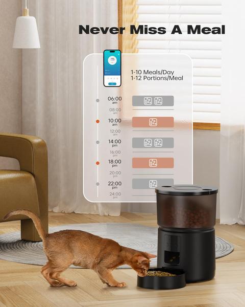 Imagem de Alimentador automático para gatos BEMOONY WiFi Control com capacidade de 3L