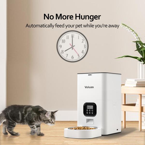 Imagem de Alimentador automático para gatos Voluas, dispensador de alimentos para animais de estimação, capacidade de 6L