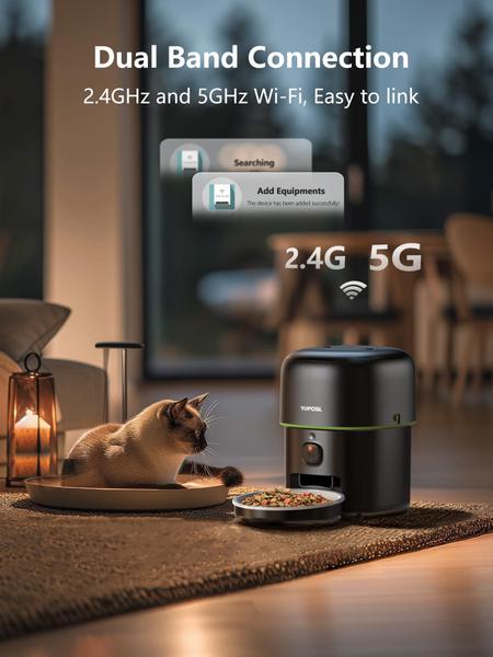 Imagem de Alimentador automático para gatos Yuposl com câmera 5G WiFi 1080 HD