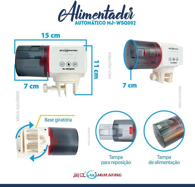 Imagem de Alimentador Automático Peixes Minjiang Mj-Wsq002 Aquário