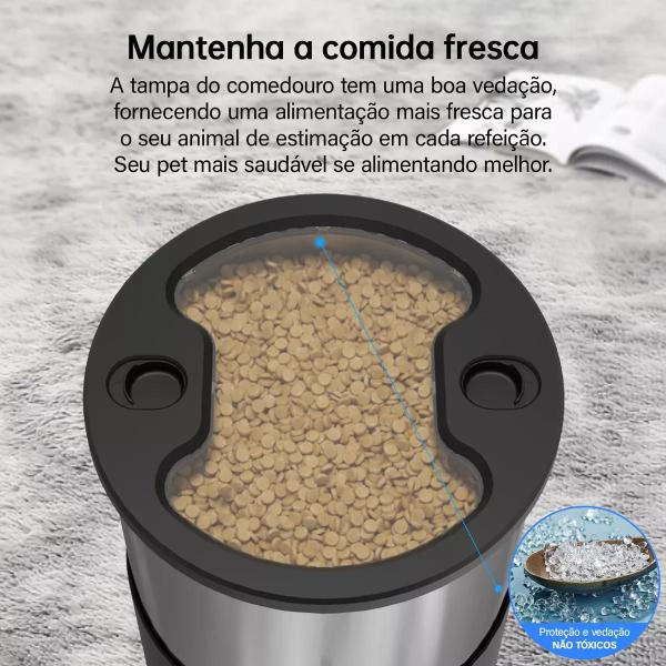 Imagem de Alimentador Comedouro Inteligente Duplo Cachorro Gato Pet 5L APP Robotizado Alto Falante Temporizador - New Pet