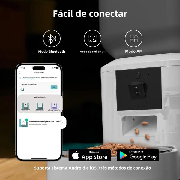 Imagem de Alimentador Inteligente Para Gatos 8L Com Câmera 1080p 5G WiFi Dispensador De Comida Para Animais De