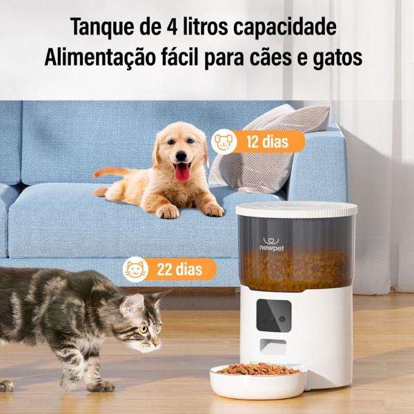 Imagem de Alimentador Inteligente Pet Comedouro Para Cachorro Gato 4L APP Wifi Robotizado Alto Falante Temporizador