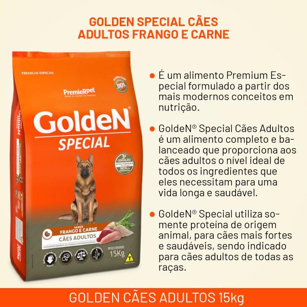 Imagem de Alimento Golden Special Cães Adultos 15kg Carne & Frango