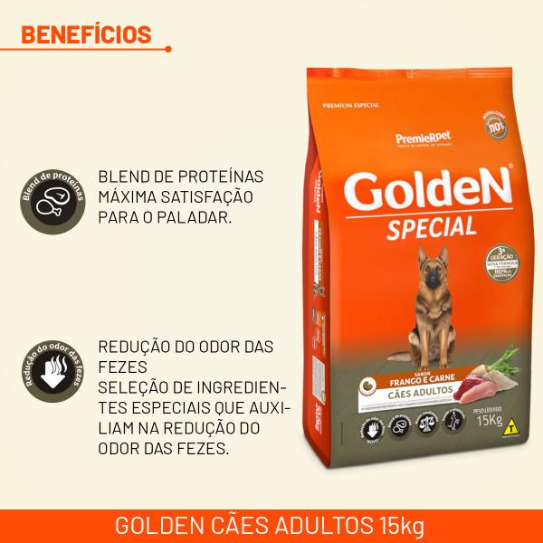 Imagem de Alimento Golden Special Cães Adultos 15kg Carne & Frango