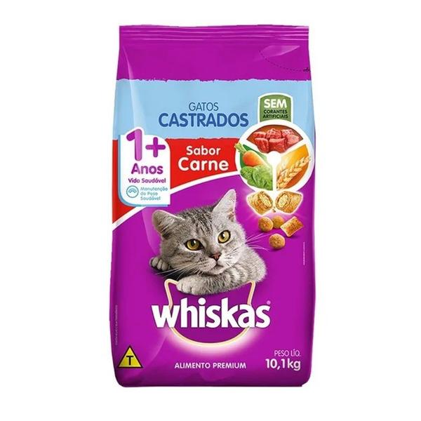 Imagem de Alimento Whiskas para gato adulto sabor carne Castrado 10.1kg