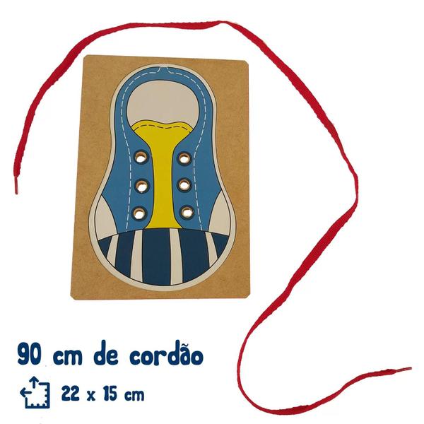 Alinhavo amarrando os sapatos brinquedo educativo - BRINQUE E LEIA Imagem de Alinhavo amarrando os sapatos brinquedo educativo