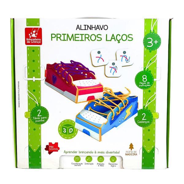 Imagem de Alinhavo Primeiros Laços Brinquedo Educativo Coordenação Motora - Brincadeira de Criança - 3 anos