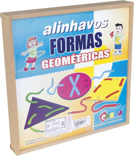 Imagem de Alinhavos Formas Geométricas Carlu Brinquedos 12 Peças MDF